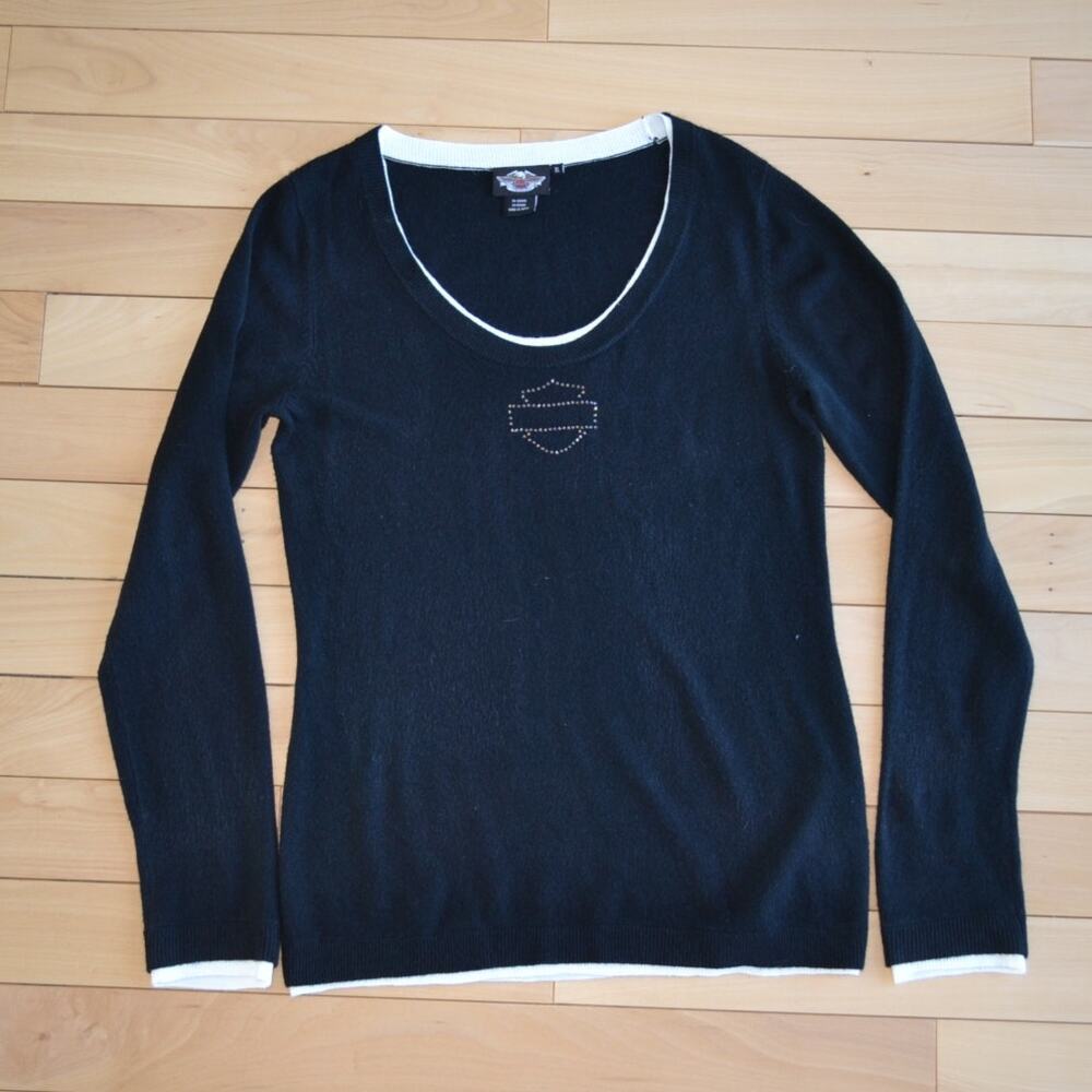 Harley Davidson Scoop Neck Sweater Size XL Black